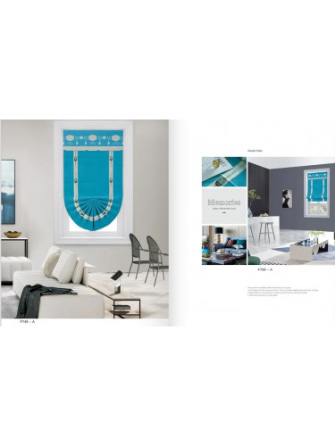 QYBHF749 High Quality Chenille Blue Custom Made Roman Blinds For Home Decoration