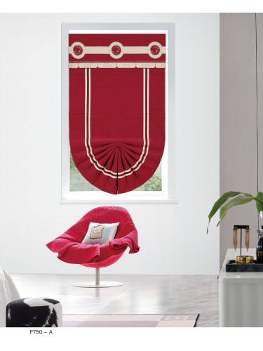 QYBHF750 High Quality Chenille Red Custom Made Roman Blinds For Home Decoration(Color: F750 with fan shaped bottom)