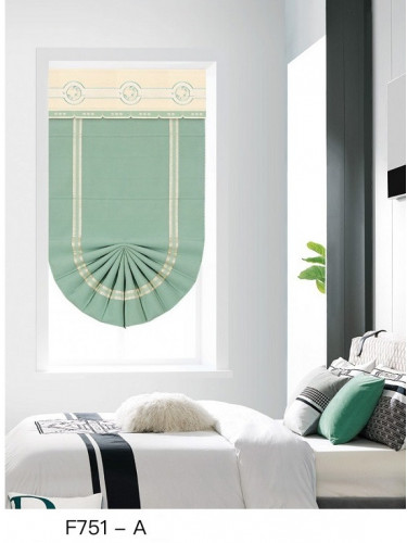 QYBHF751 High Quality Chenille Green Custom Made Roman Blinds For Home Decoration(Color: F751a with fan shaped bottom)