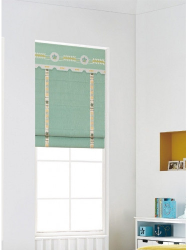 QYBHF751 High Quality Chenille Green Custom Made Roman Blinds For Home Decoration(Color: F751b with flat bottom)
