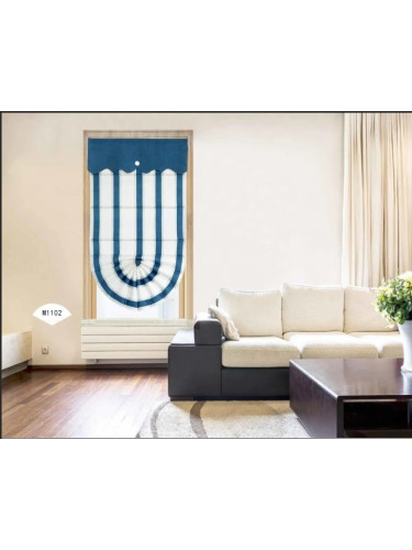 QYBHM1102 High Quality Blockout Custom Made Blue Stripe Roman Blinds For Home Decoration