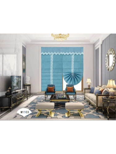 QYBHM1103 High Quality Blockout Custom Made Blue Roman Blinds For Home Decoration