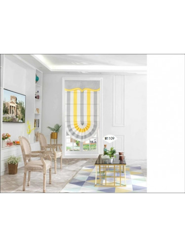 QYBHM1109 High Quality Blockout Custom Made Yellow Stripe Roman Blinds For Home Decoration