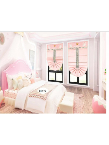 QYBHM1122 High Quality Blockout Custom Made Pink Roman Blinds For Home Decoration