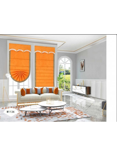 QYBHM1134 High Quality Blockout Custom Made Gold Roman Blinds For Home Decoration