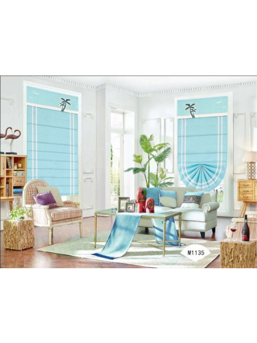 QYBHM1135 High Quality Blockout Custom Made Blue Roman Blinds For Home Decoration