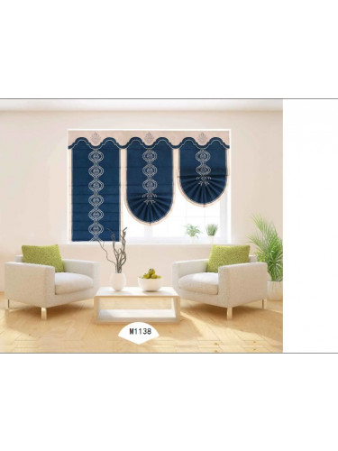 QYBHM1138 High Quality Blockout Custom Made Dark Blue Roman Blinds For Home Decoration