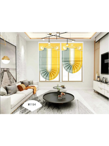 QYBHM1154 High Quality Blockout Custom Made Yellow Stripe Roman Blinds For Home Decoration