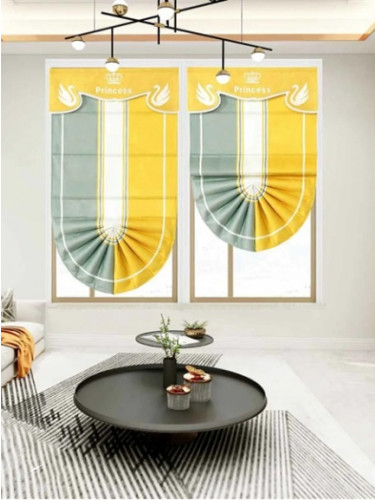 QYBHM1154 High Quality Blockout Custom Made Yellow Stripe Roman Blinds For Home Decoration(Color: Yellow)
