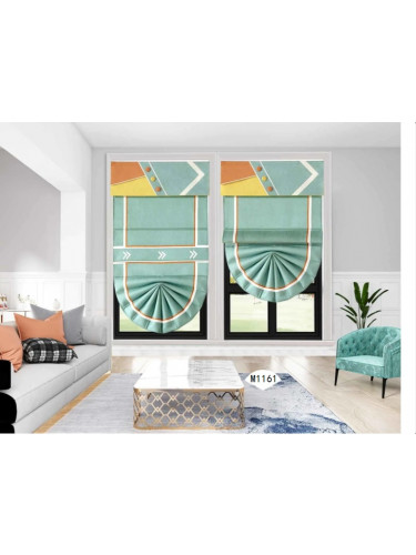 QYBHM1161 High Quality Blockout Custom Made Green Roman Blinds For Home Decoration