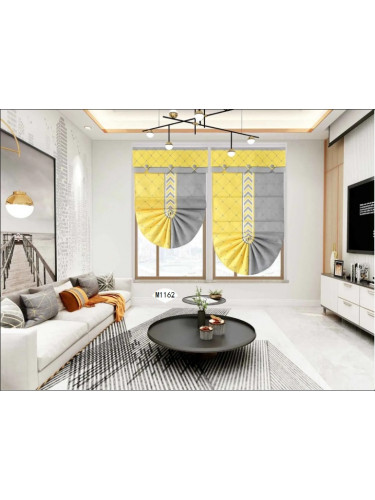 QYBHM1162 High Quality Blockout Custom Made Yellow Stripe Roman Blinds For Home Decoration