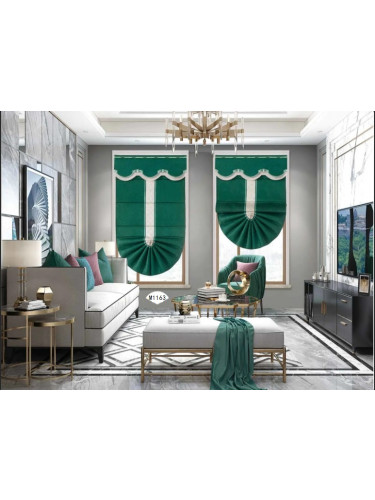 QYBHM1163 High Quality Blockout Custom Made Dark Green Roman Blinds For Home Decoration