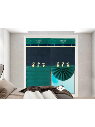QYBHM1169 High Quality Blockout Custom Made Dark Green Roman Blinds For Home Decoration