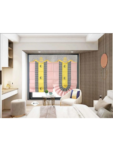 QYBHM1171 High Quality Blockout Custom Made Pink Roman Blinds For Home Decoration