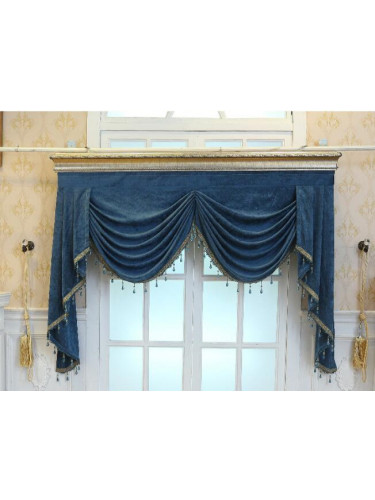 Hebe Floral Damask Waterfall and Swag Valance and Sheers Custom Made Velvet Curtains Pair