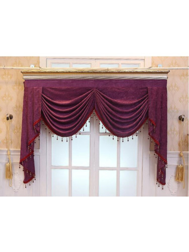 Hebe Floral Damask Waterfall and Swag Valance and Sheers Custom Made Velvet Curtains Pair