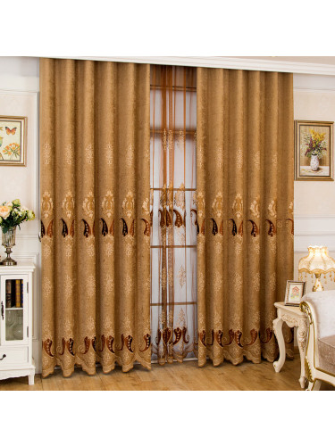  QYC125C Hebe Traditional Damask Chenille Custom Made Curtains