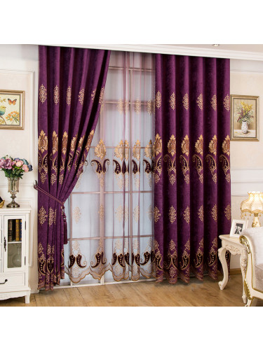  QYC125C Hebe Traditional Damask Chenille Custom Made Curtains