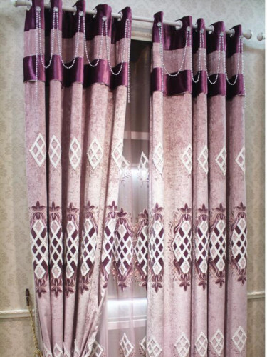 QY2168E Lachlan Embroidered Geometric Thick Chenille Custom Made Curtains