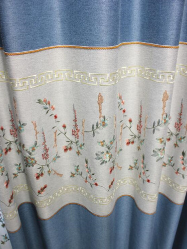 QY2168F Lachlan Embroidered Floral Thick Chenille Custom Made Curtains
