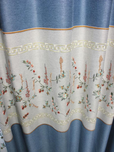 QY2168FD Lachlan Embroidered Floral Thick Chenille Ready Made Curtains