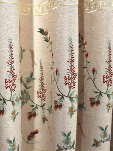 QY2168F Lachlan Embroidered Floral Thick Chenille Custom Made Curtains