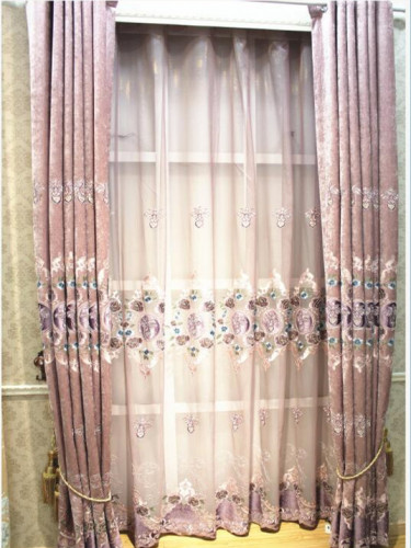 QY2168G Lachlan Embroidered Floral Thick Chenille Custom Made Curtains