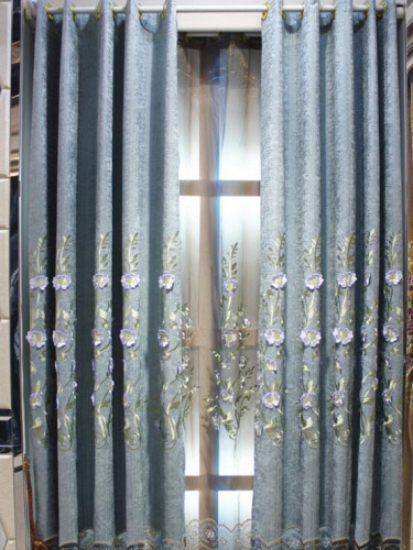 QY2168H Lachlan Embroidered Floral Thick Chenille Custom Made Curtains