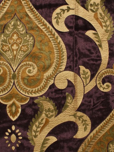 Maia Impressive Damask Velvet Fabrics Per Quarter Meter (Color: Byzantium)