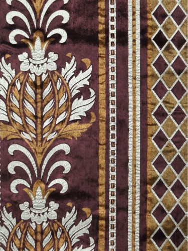 Maia Antique Damask Eyelet Velvet Curtains (Color: Byzantium)