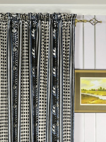 Maia Antique Damask Velvet Custom Made Curtains (Heading: Rod Pocket)