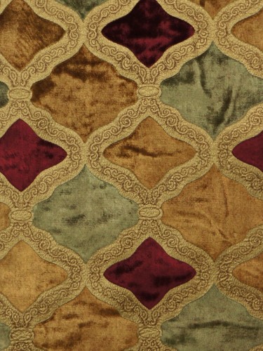 Maia Geometrical Velvet Curtains Fabrics Per Quarter Meter (Color: Sienna)