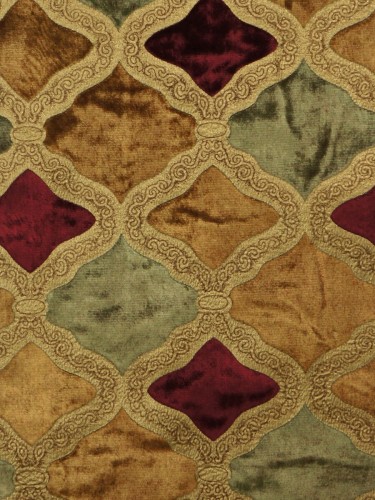 Maia Geometrical Rod Pocket Velvet Curtains (Color: Sienna)