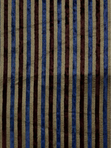 Maia Lush Stripe Velvet Custom Made Curtains (Color: Blue)