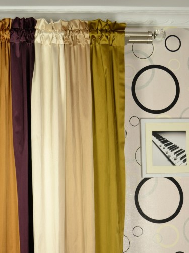 Silver Beach Bold Stripe Faux Silk Custom Made Curtains (Heading: Rod Pocket)