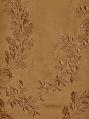 Silver Beach Embroidered Plush Vines Fabric Sample (Color: Copper)