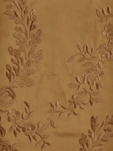 Silver Beach Embroidered Plush Vines Pencil Pleat Faux Silk Curtains (Color: Copper)