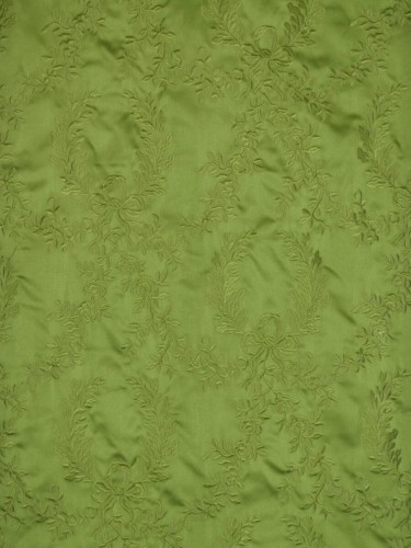 Silver Beach Embroidered Plush Vines Versatile Pleat Faux Silk Curtains (Color: Apple green)