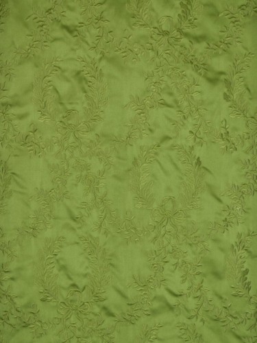 Silver Beach Embroidered Plush Vines Faux Silk Custom Made Curtains (Color: Apple Green)