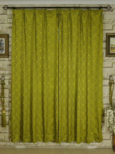 Silver Beach Embroidered Chinese-inspired Versatile Pleat Faux Silk Curtains