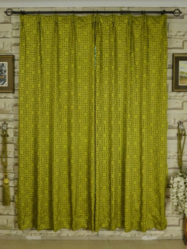 Silver Beach Embroidered Chinese-inspired Versatile Pleat Faux Silk Curtains