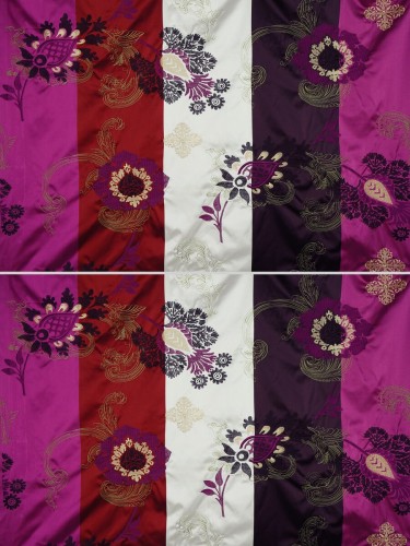 Silver Beach Embroidered Leaves Fabric Sample (Color: Carmine)