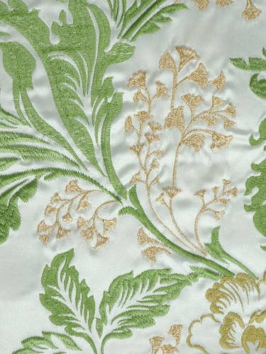 Silver Beach Superb Embroidered Faux Silk Custom Made Curtains (Color: Lime green)