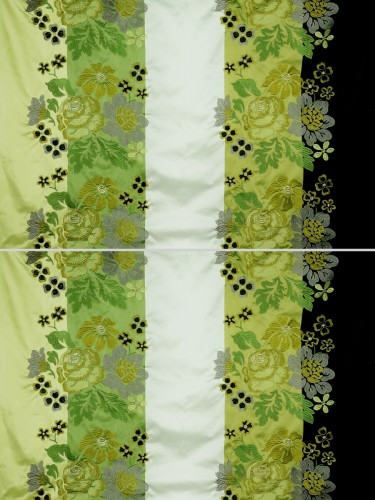 Silver Beach Embroidered Lively design Faux Silk Custom Made Curtains (Color: Pear)