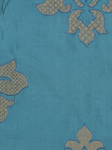 Halo Embroidered Medium-scale Damask Dupioni Silk Custom Made Curtains (Color: Celestial blue)
