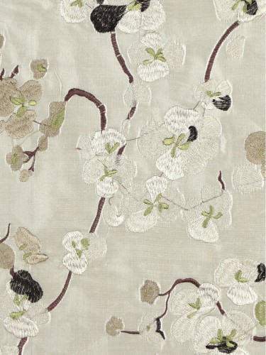 Halo Embroidered Four-leaf Clovers Triple Pinch Pleat Dupioni Silk Curtains (Color: Eggshell)