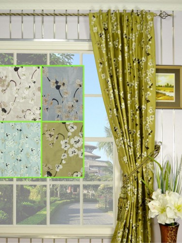 Halo Embroidered Four-leaf Clovers Concealed Tab Top Dupioni Silk Curtains