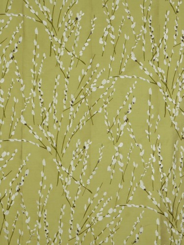Halo Trendy Embroidered Plants Double Pinch Pleat Dupioni Silk Curtains (Color: Olive)