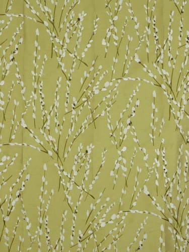 Halo Trendy Embroidered Plants Dupioni Silk Fabric Sample (Color: Olive)