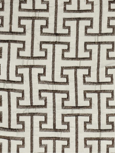 Halo Embroidered Maze-like Design Dupioni Silk Custom Made Curtains (Color: Eggshell)